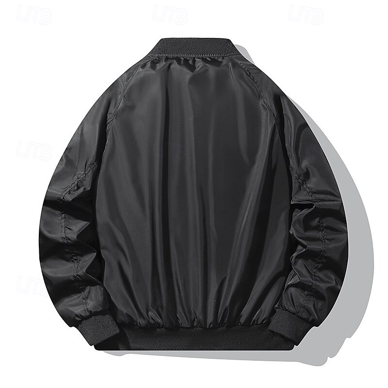 Men's Lightweight Jacket Bomber Jacket Casual Jacket Vacation Daily Pocket Spring Fall Plain Fashion Classic Stand Collar Regular Black Army Green Jacket4