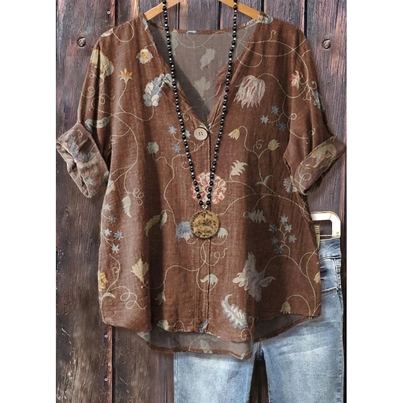 Women's Boho Shirt Elegant Bohemia Active  Daily Holiday Beach Wear Pink Red Blue Brown Summer Spring Fall2