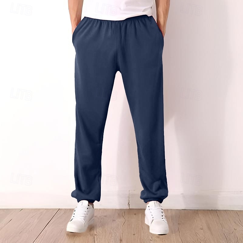 Men's Sweatpants Joggers Trousers Casual Pants Pocket Elastic Waist Drawstring Solid Colored Comfort Full Length Outdoor Daily Running Simple Classic Style Black Red Micro-elastic4