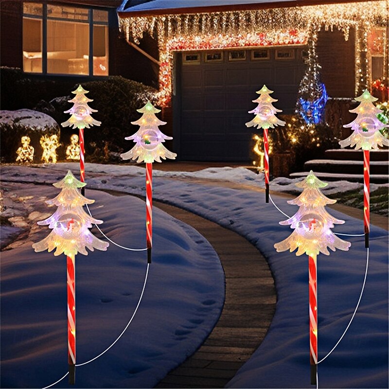 1PC Solar Powered One To Three Lawn Lights Christmas Tree Stars Snowflake Shaped Lights Festive Atmosphere Outdoor Courtyard Lawn Decoration Lights3