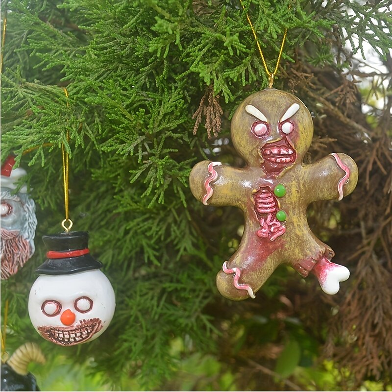 Easter Horror Resin Decorations Halloween Bloody Gingerbread Man Outdoor Decorations Hanging2