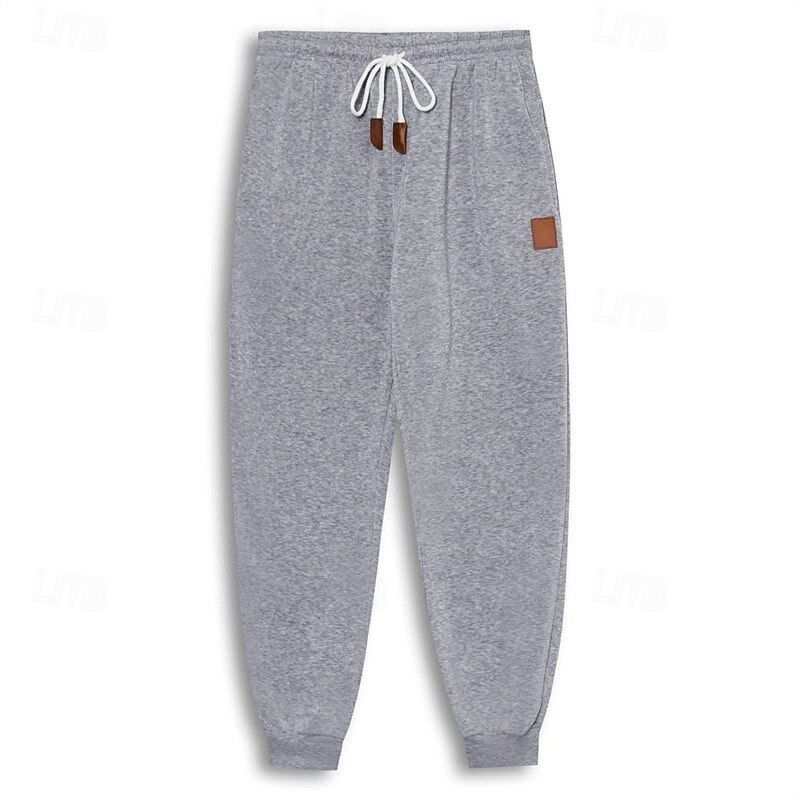 Men's Fleece Pants Sweatpants Joggers Trousers Drawstring Plain Comfort Soft Full Length Outdoor Daily Going out Vacation Fashion Black Navy Blue Stretchy2