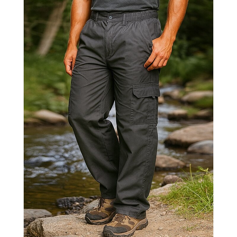 Men's Cargo Pants Hiking Pants Trousers Outdoor Regular Fit Waterproof Windproof Bottoms Pocket Black Khaki Camping / Hiking Running S M L XL XXL3
