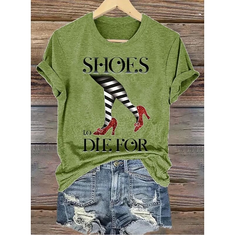 Halloween Women's T shirt Witch Graphic Vintage Stylish Classic Short Sleeve Crew Neck Round Neck Regular Tops Daily Weekend Print Black White Blue Orange Green Summer Fall3