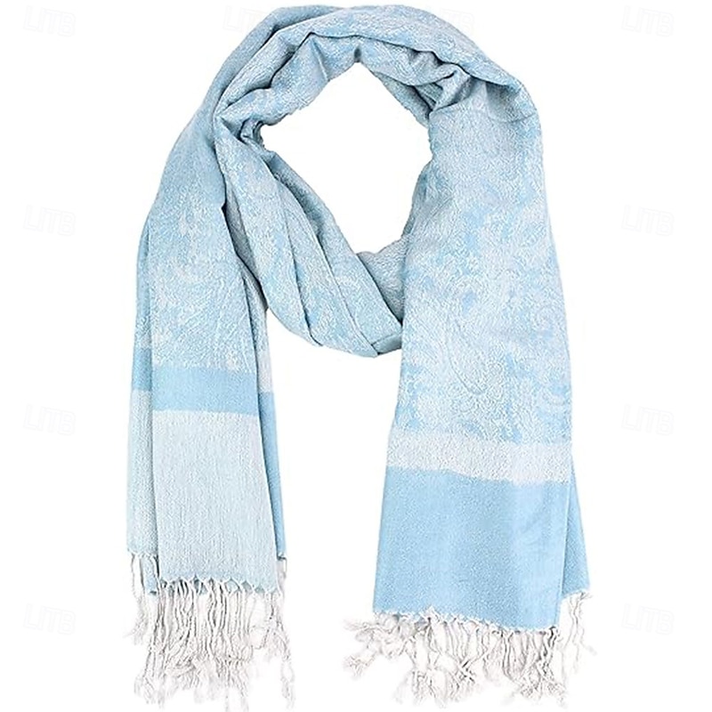 Women's Paisley Jacquard Acrylic Scarf – Warm, Fashionable Long Fringe Shawl with Ethnic Style for Fall & Winter