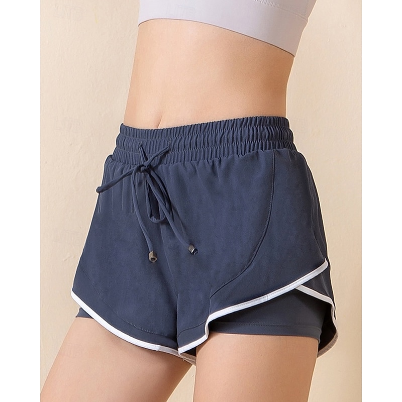 Women's Running Shorts With Tights Workout Shorts 2 in 1 Drawstring High Waist Bottoms Athleisure Gym Workout Elastic Breathable Gym Workout Outdoor Running Regular Fit Sportswear Activewear Solid4