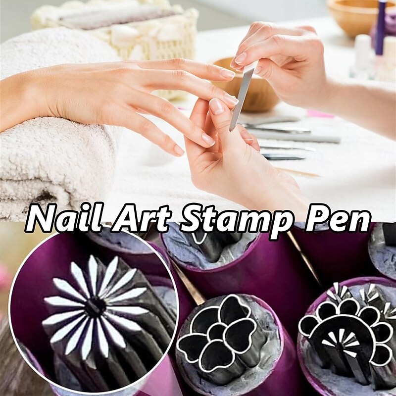 Nail Art Stamp Pen Set, Nail Art Pen Set, Nail Graffiti Nail Art Dotting Tools with Simple Design, Easy to Use, Nail Stamp Pen DIY Nail Art Tools for Girls and Women3