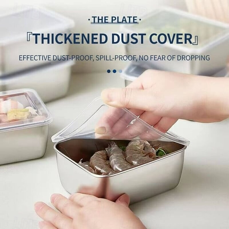 Sorting Box with Lid Stainless Steel Picnic Box Food Storage Container Leakproof Sealed Lunch Box Refrigerator Organizer Durable Multi-Use Kitchen Keeper