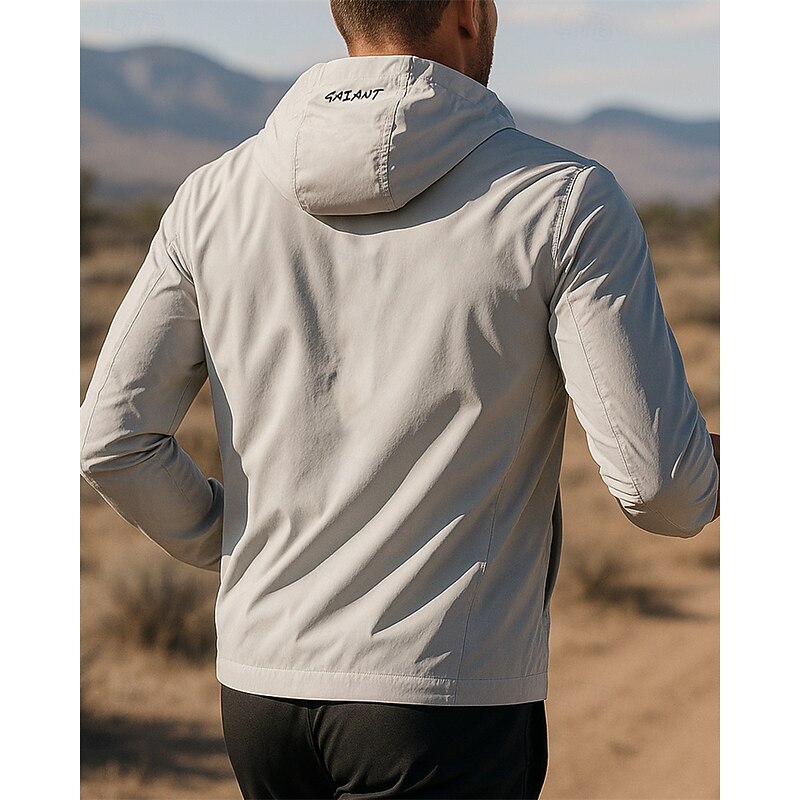 Men's Running Jacket Outdoor Jacket Drawstring Pockets Long Sleeve Outerwear Athletic Fall Solid Colored Sun Protection Lightweight Moisture Wicking Fishing Hiking Running Sportswear Activewear White2