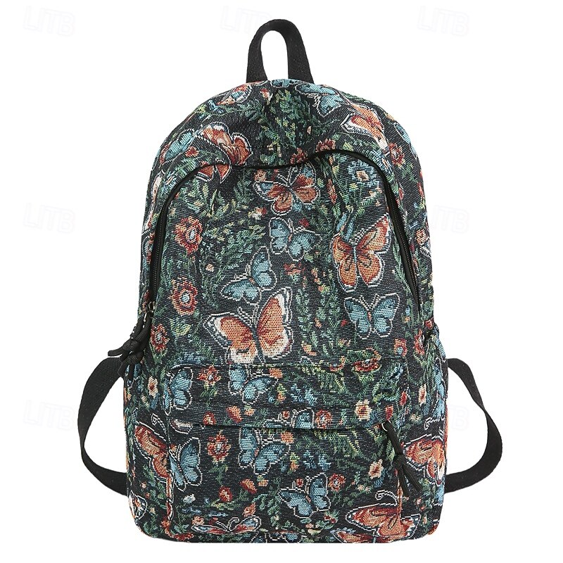 Boho Butterfly Tapestry Backpack for Women – Vintage Floral School Bag for Teen Girls, College & Daily Use
