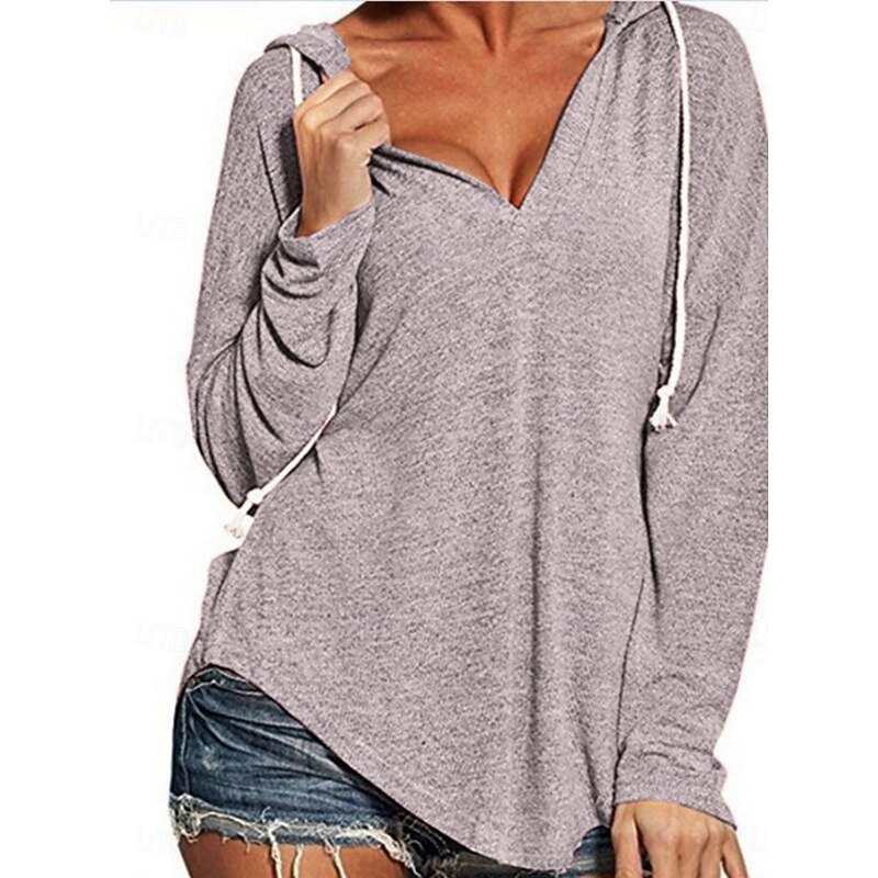 Women's Pullover Hoodie Sweatshirt Plain Casual Long Sleeve Hooded Regular Tops Street Dailywear Black Pink Blue Gray Fall Winter