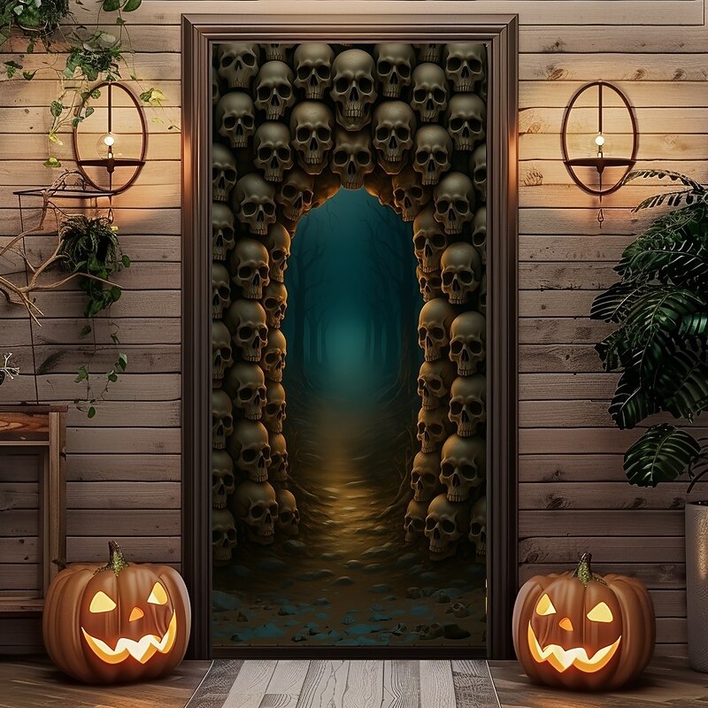 Halloween Door Cover – Spooky Dungeon Tunnel Entrance, Haunted House Entrance Banner, Scary Outdoor 2025 Halloween Decoration for Bedroom, Living Room, Bathroom2