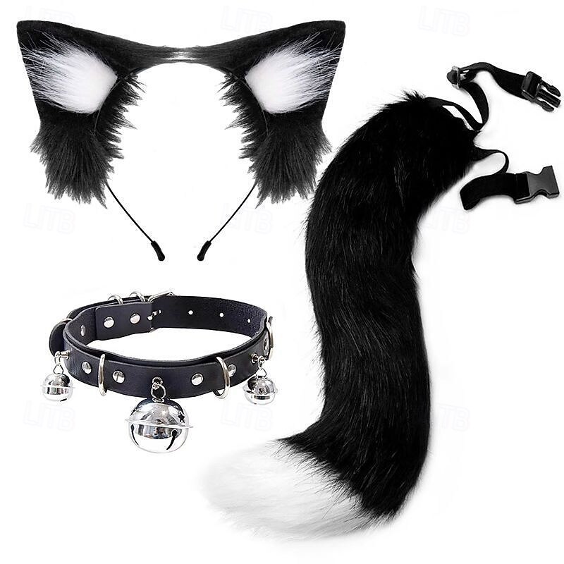 Cosplay Cat Ears Headband and Tail Set – Handmade Cute Cat Girl Accessories, Furry Animal Ears and Tail for Halloween, Party, and Role Play2