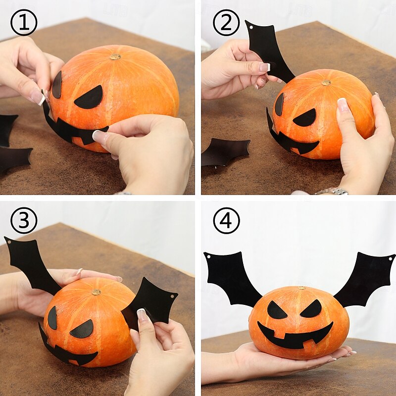 Halloween Metal Bat and DIY Pumpkin Decor, Spooky Desktop and Outdoor Yard Decorations for Halloween Atmosphere2