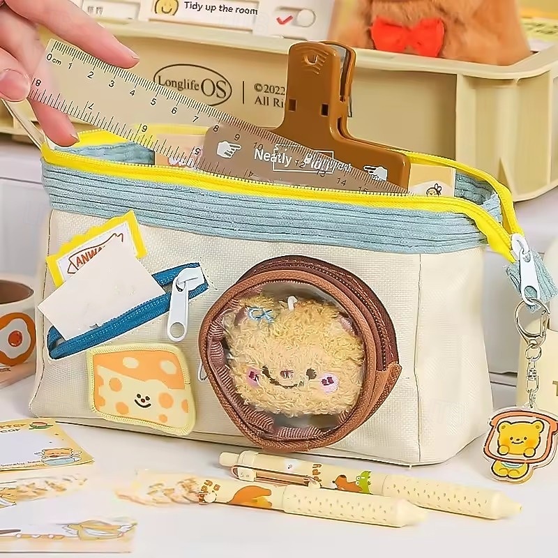 High Appearance And Large Capacity Stationery Box For Middle And High School Female Students Cute Pencil Stationery Bag3