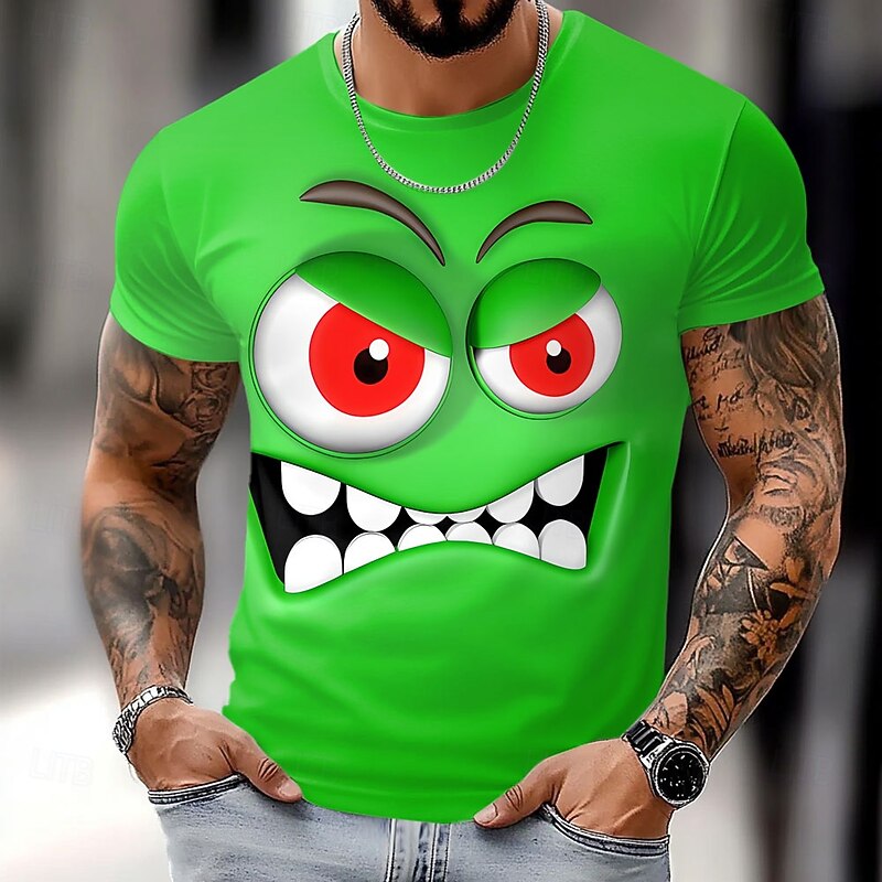 Men's 3D Human face T Shirt Short Sleeve T shirt 3D Print Crew Neck Shirt Fashion Exaggerated Daily Party Street Casual Yellow Red Blue Summer Spring All Seasons Clothing Apparel S M L XL XXL XXXL2