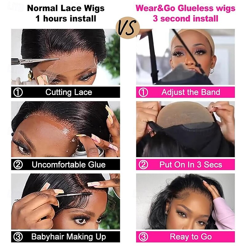 Human Hair Pre Plukced Pre Cut 4x4 HD Body Wave Lace Front Wigs Human Hair 180% Density Wigs with Baby Hair Brazilian Virgin Wear and Go Glueless WigHuman Hair4