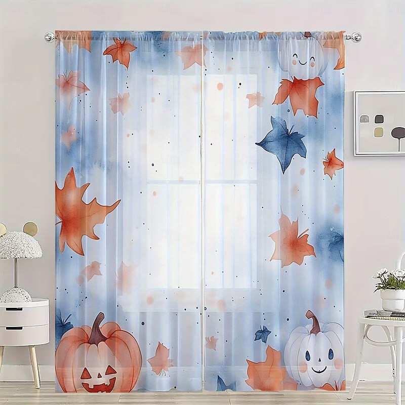 2 Panels Halloween Curtain Drapes Blackout Curtain For Living Room Bedroom Kitchen Window Treatments Thermal Insulated Room Darkening2