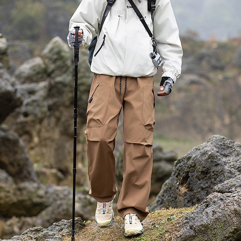 Men's Cargo Pants Hiking Pants Trousers Hiking Rain Pants Waterproof pants Winter Outdoor Regular Fit Waterproof Windproof Bottoms Pocket Black Khaki Camping / Hiking Running S M L XL2