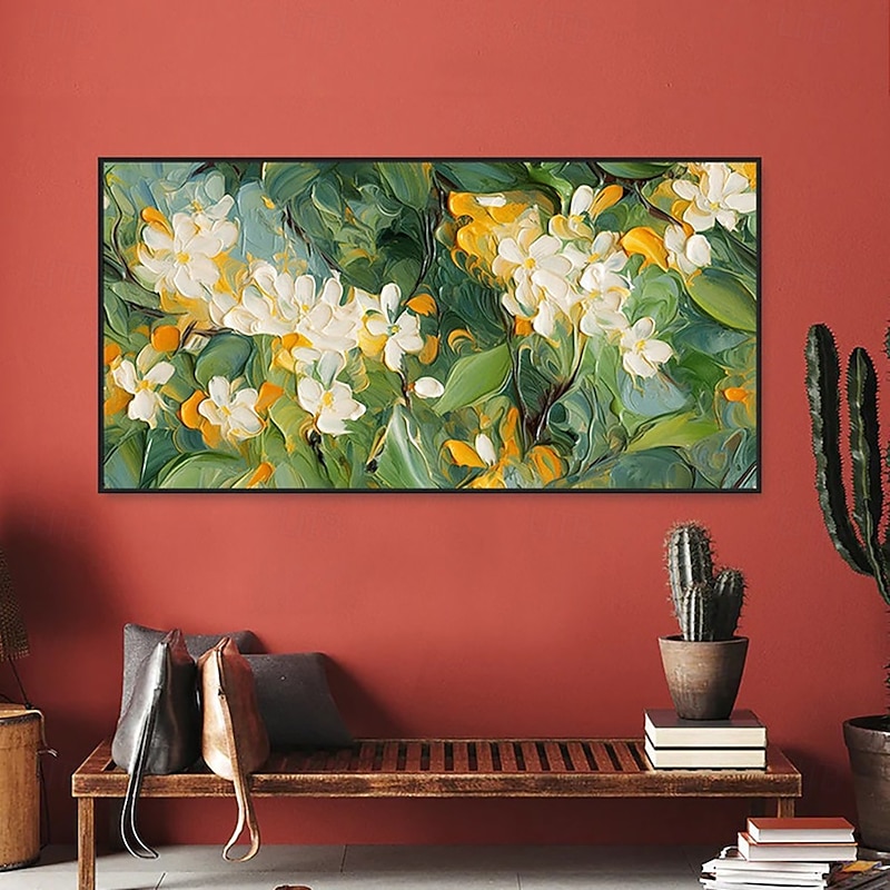 Handmade Oil Painting Canvas Wall Art Decoration Modern Abstract Thick Oil Flowers for Living Room Home Decor Stretched Frame Hanging Painting/Rolled Canvas (No Frame)2