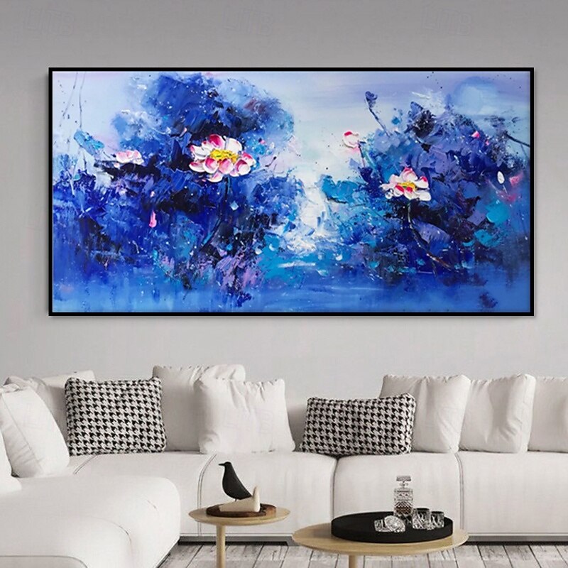 Handmade Oil Painting Canvas Wall Art Decoration Modern  Lotus Flowers for Home Decor Rolled Frameless Unstretched Painting3