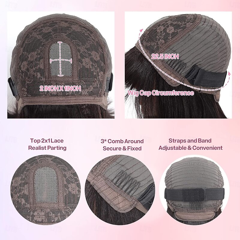 Short Bob Wig with Bangs Human Hair Glueless Lace Bob Wigs 2X1 Bob Wig With Bangs Human Hair for Women Natural Black 180% Density4