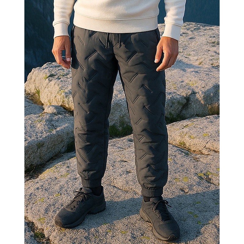 Men's Fleece Sweatpants Winter Outdoor Regular Fit Thermal Warm Bottoms Drawstring Elastic Waist Black Grey Cotton Camping / Hiking Running S M L XL XXL