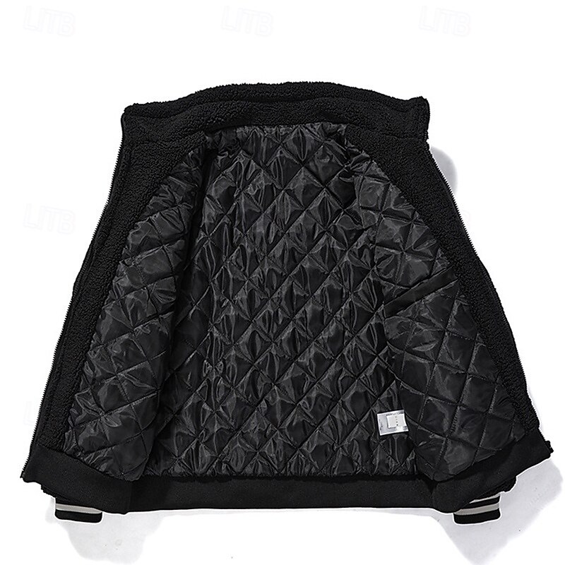 Men's Hiking Jacket Winter Jacket Thermal Jacket Winter Outdoor Patchwork Thermal Warm Top Black White3