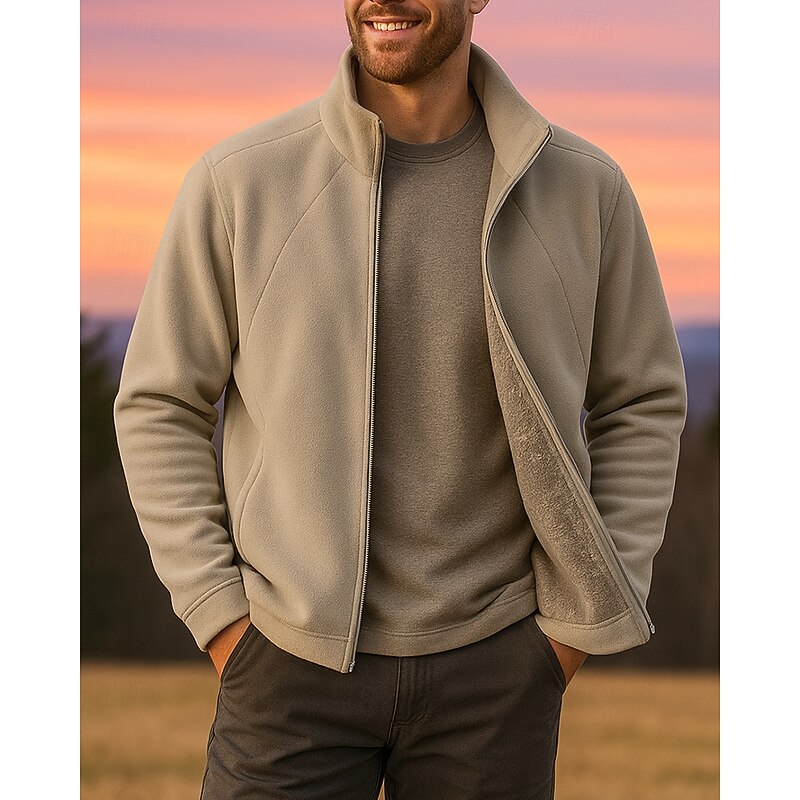 Men's Hiking Jacket Fleece Jacket Winter Outdoor Thermal Warm Fleece Lining Winter Fleece Jacket Full Zip Hunting Camping / Hiking / Caving Black Blue Khaki Grey