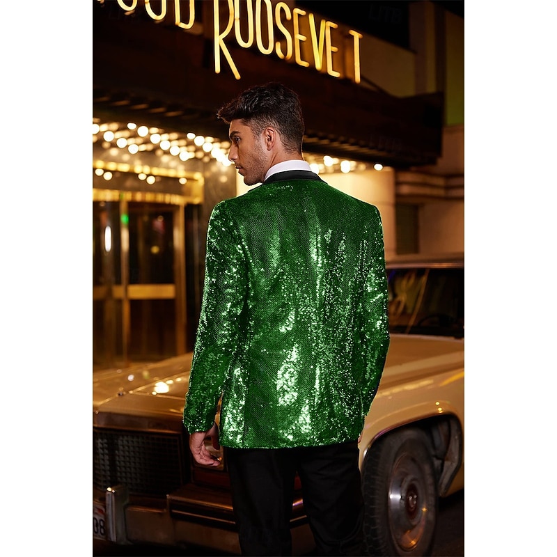 Retro Vintage 1980s Shiny Metallic Tuxedo Suits & Blazers Disco Sequins Fancy Dress Men's Carnival Costume Christmas Halloween Carnival Cocktail Party Theme Party Pride Parade Adults' Coat4