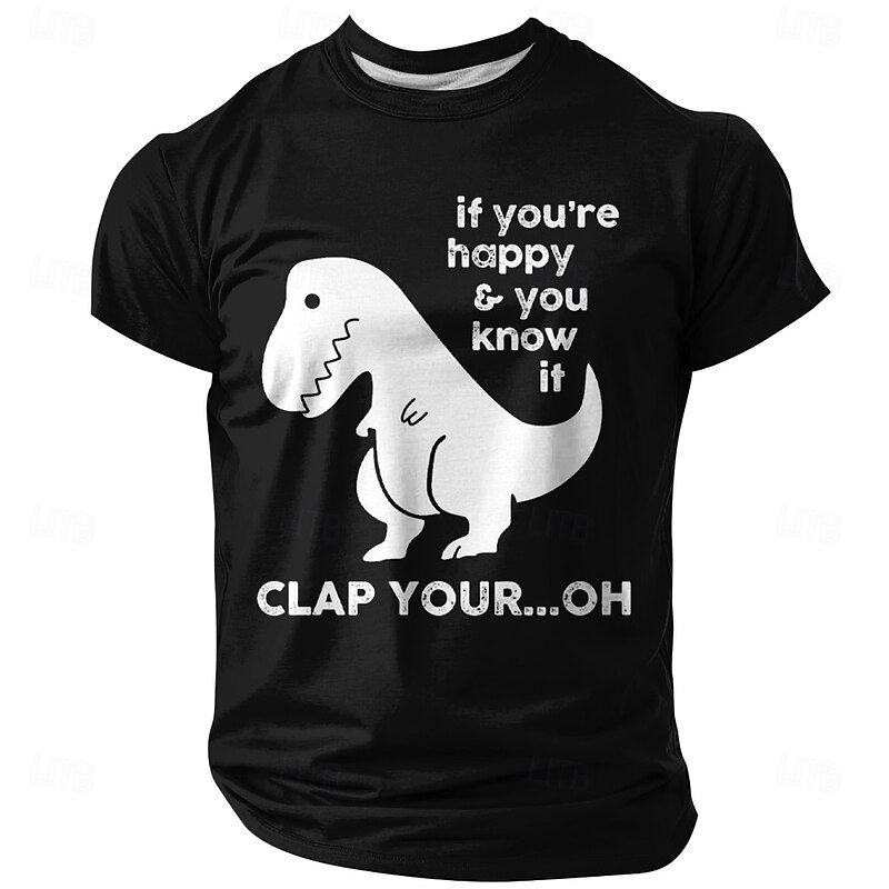 Men's Dinosaur Funny T Shirt Short Sleeve T shirt 3D Print Crew Neck Shirt Fashion Daily Basic Street Casual Daily Black Blue Green Summer Spring All Seasons Clothing Apparel S M L XL XXL XXXL3