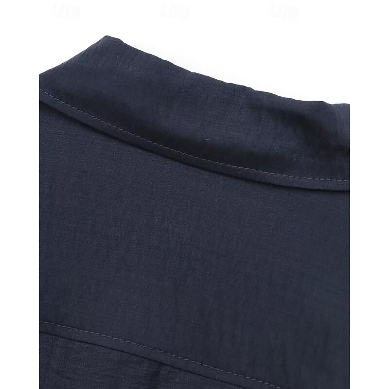 Women's Shirt Texture Blouse Blouse Plain Modern Casual Long Sleeve Shirt Collar Regular Tops Daily Going out Ruched Navy Blue Fall3