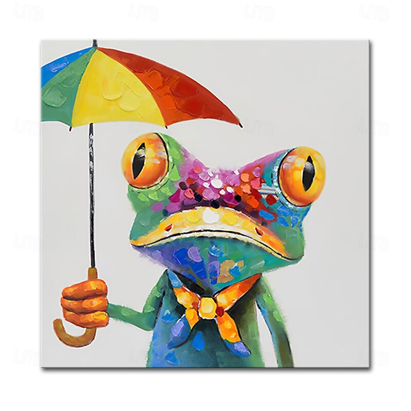 Mintura Handmade Frog Oil Paintings On Canvas Wall Art Decoration Modern Abstract Cartoon Picture For Home Decor Rolled Frameless Unstretched Painting2