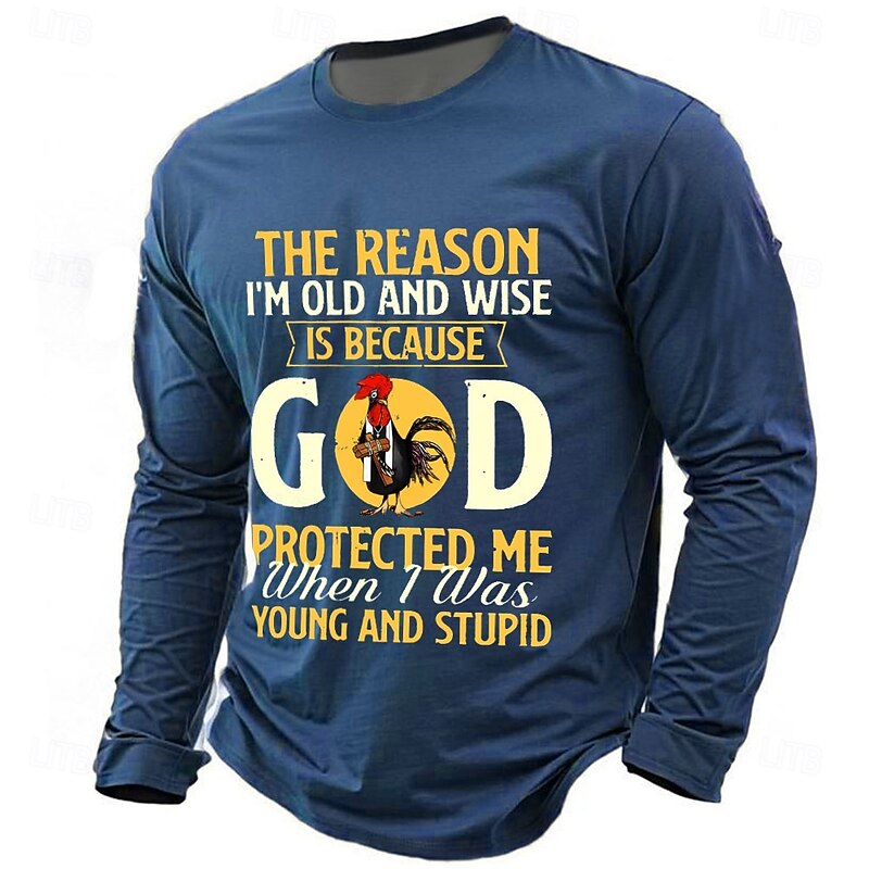 Men's Long Sleeve Graphic T-Shirt | Funny Old & Wise Quote 
