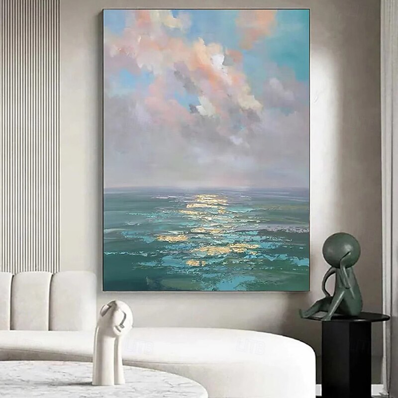 Handmade Oil Painting Canvas Wall Art Decoration Abstract Ocean Waves Landscape for Home Decor Stretched Frame Hanging Painting/Rolled Frameless Unstretched Painting2