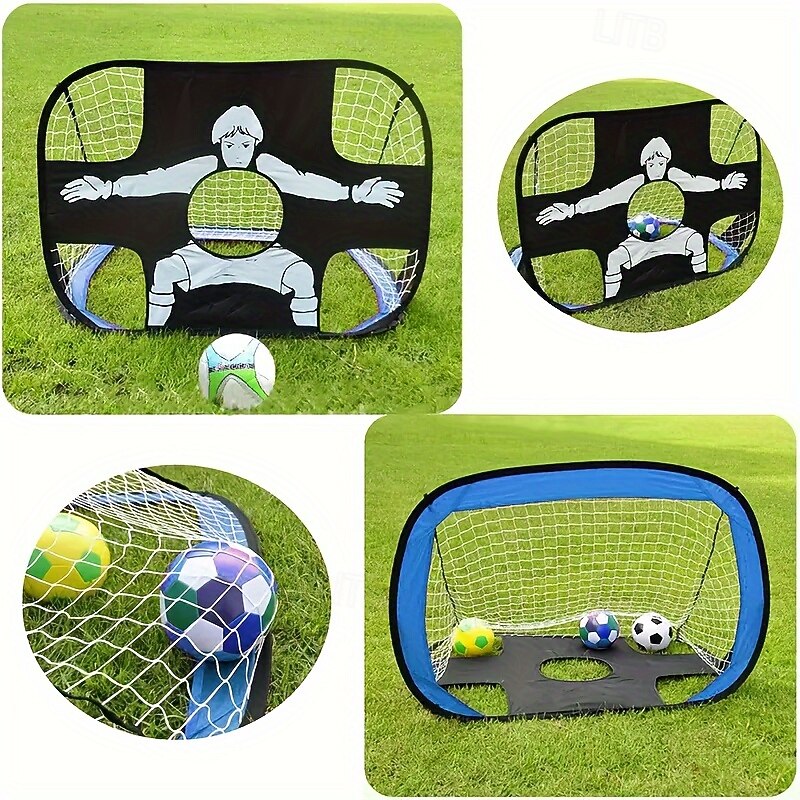 1-Pack Durable PA Material Portable Folding Soccer Goal with Target Practice Design Unisex-Youth Indoor & Outdoor Training Equipment2