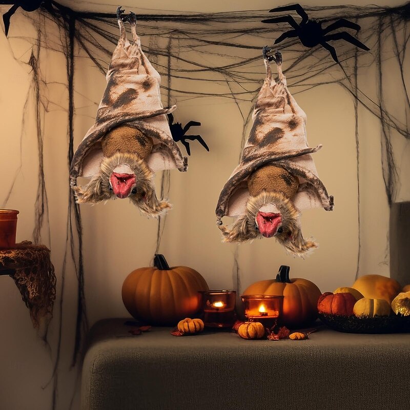 Realistic Halloween Bat, Perfect Decoration for Haunted Houses, Halloween Bat Decorations, Spooky Outdoor Hanging, Realistic Red Texture, Suitable for Decoration2