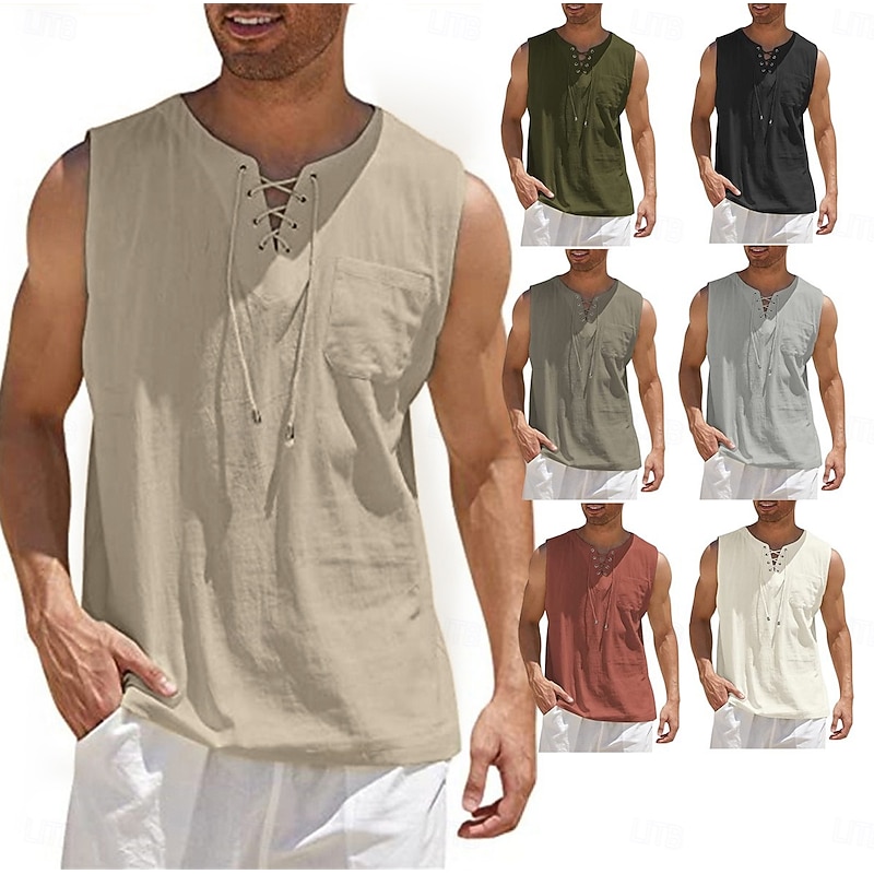 Medieval Renaissance 17th Century Blouse / Shirt Pirate Knight Ritter Viking Drawstring Fancy Dress Men's Pirate Halloween Masquerade Casual Daily LARP Ren Faire Adults' Shirt