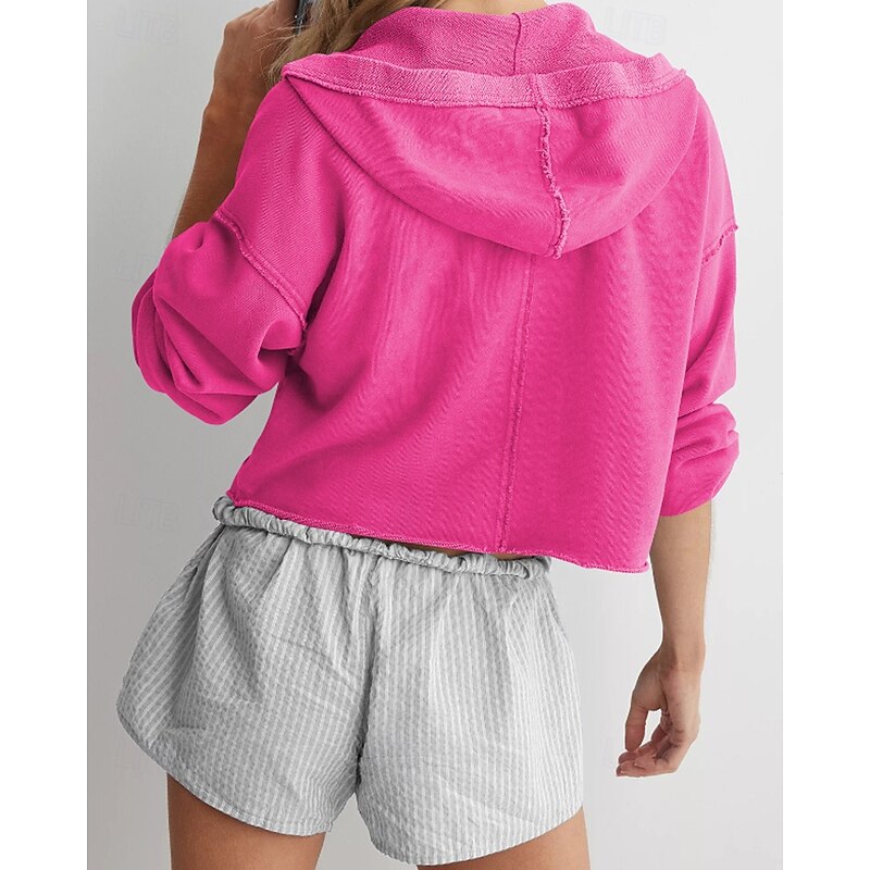 Women's Pullover Hoodie Sweatshirt Hoodies Plain Streetwear Casual Long Sleeve Hooded Regular Tops Street Holiday Black Fuchsia Light Grey Fall Winter2