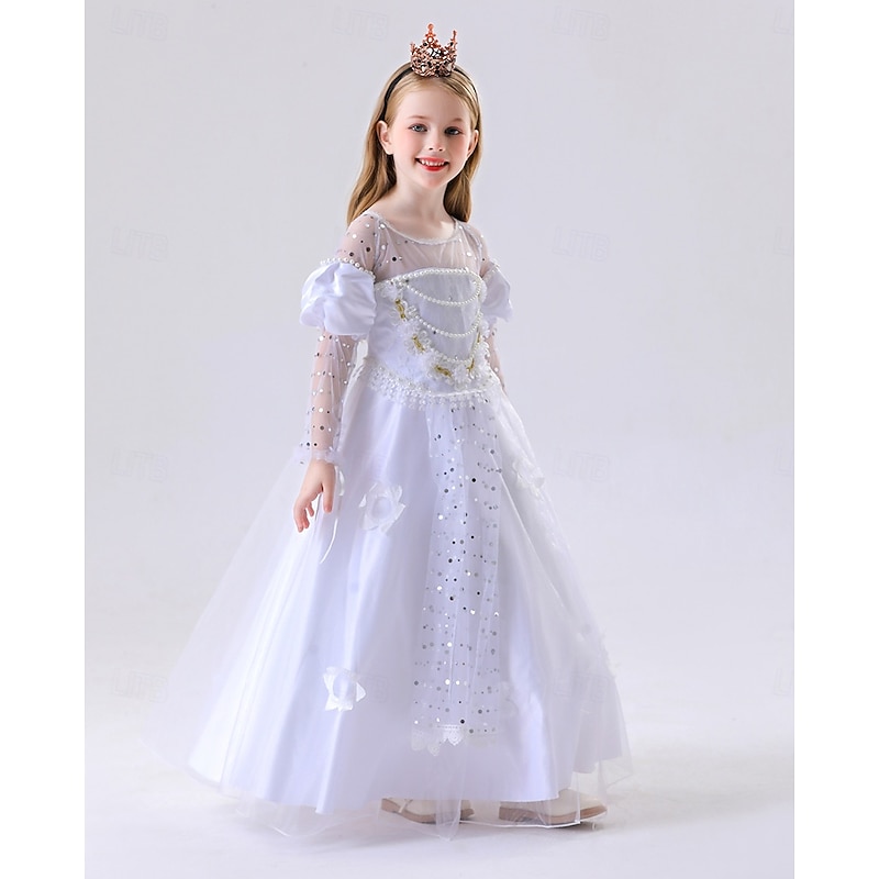Alice in Wonderland Fairy Tale White Queen Mirana Dress Flower Girl Dress Tulle Dresses Storybook Characters Movie Cosplay for Girls' Kid's Halloween Carnival World Book Day Performance Educational3