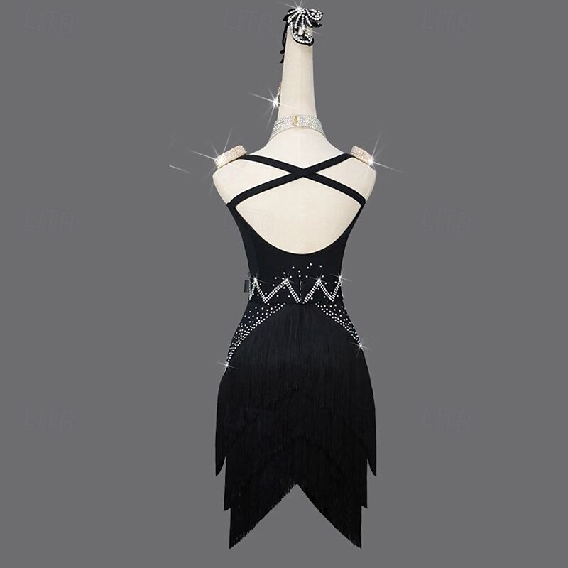 Latin Dance Dress Rhinestone Tassel Women's Competition Salsa Dance Clothes Sleeveless Rumba Chacha Samba Party Stage Practice Dancewear2