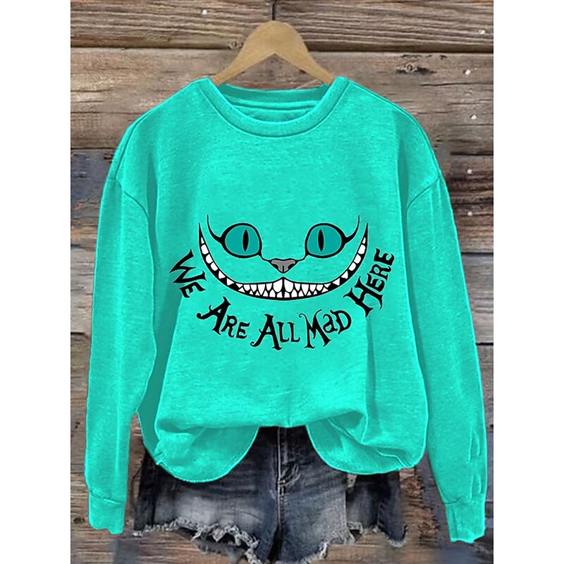 Halloween Women's Sweatshirts Monster Graphic Casual Long Sleeve Crew Neck Regular Tops Street Dailywear Casual Print Black Blue Purple Orange Spring Fall Winter2