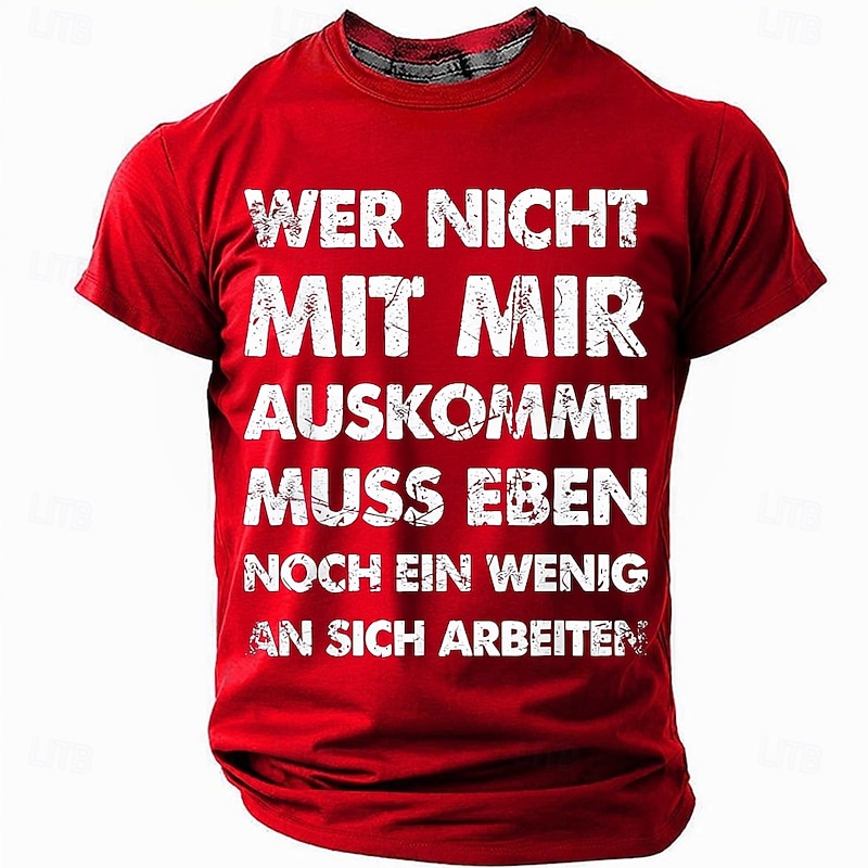 Men's Short Sleeve T-Shirt Funny German Sarcastic Quote Graphic Tee 'Work on Yourself' Lifestyle
