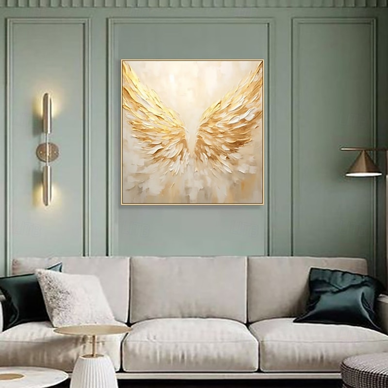 Handmade Oil Painting Canvas Wall Art Decoration Modern Abstract Golden Angel Wings for Home Decor Stretched Frame Hanging Painting/Rolled Frameless Unstretched Painting2