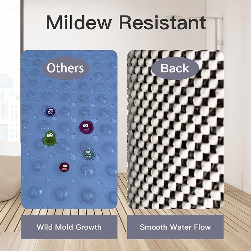 Shower Mat Non Slip Round Shower Mats with Drain Hole in Middle - Soft Loofah Great Drainage Shower Stall Matt for Inside Shower2