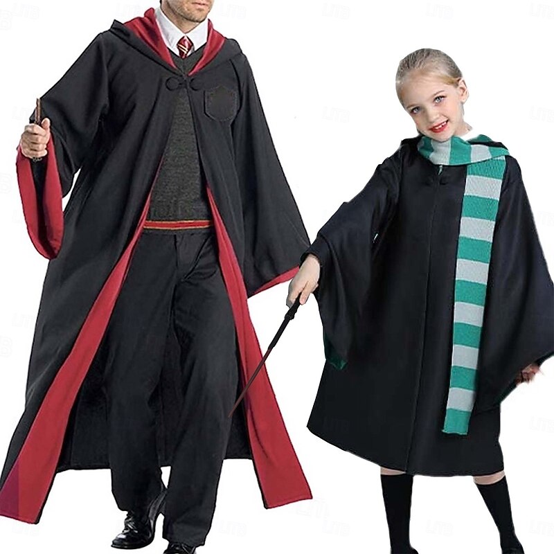 Wizard Witch Robe Hogwarts Wizarding World Costume Gryffindor Slytherin Ravenclaw Cloak Adults Kid's Movie Cosplay Halloween Carnival Costume