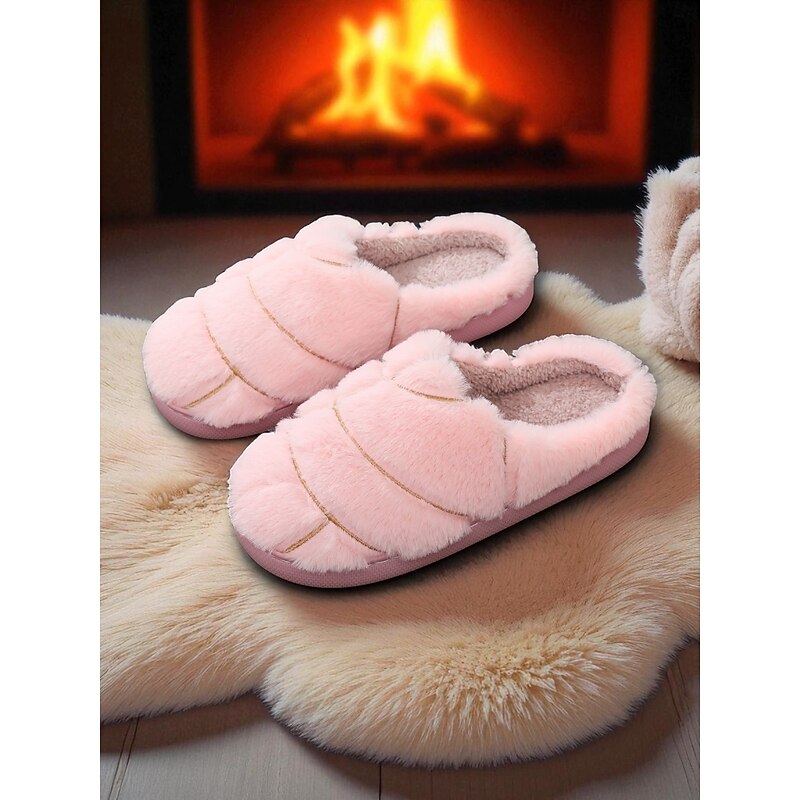 Women's Soft Faux Fur Slip-On House Slippers – Warm Indoor Winter Slippers with Plush Lining, Ideal for Home and Bedroom Comfort2