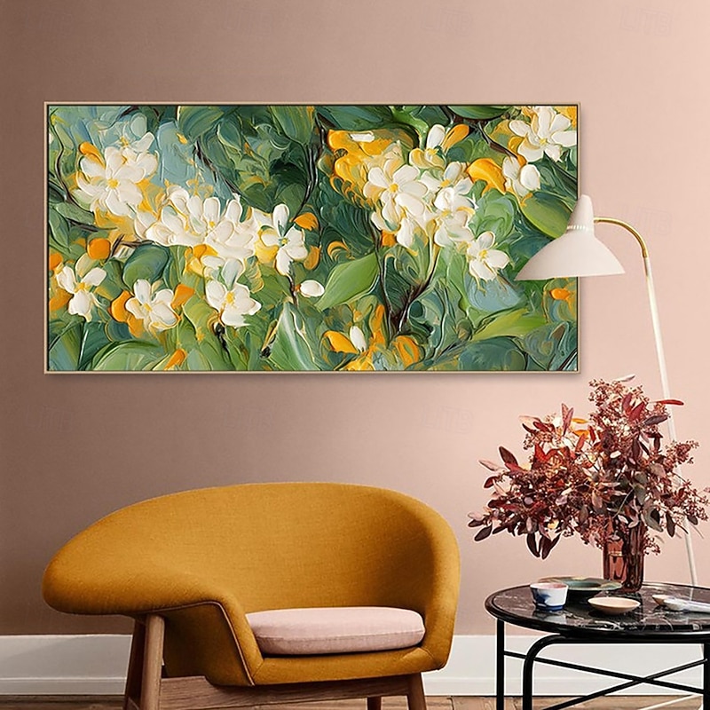 Handmade Oil Painting Canvas Wall Art Decoration Modern Abstract Thick Oil Flowers for Living Room Home Decor Stretched Frame Hanging Painting/Rolled Canvas (No Frame)4