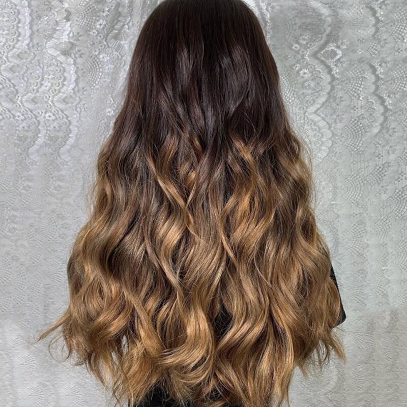 Human Hair 5x5 Closure 13x4 Lace Front Wig Middle Part Brazilian Hair Wavy Brown Wig 130% 150% Density with Baby Hair Ombre Hair 100% Virgin Glueless Pre-Plucked For Women Long Human Hair Lace Wig3