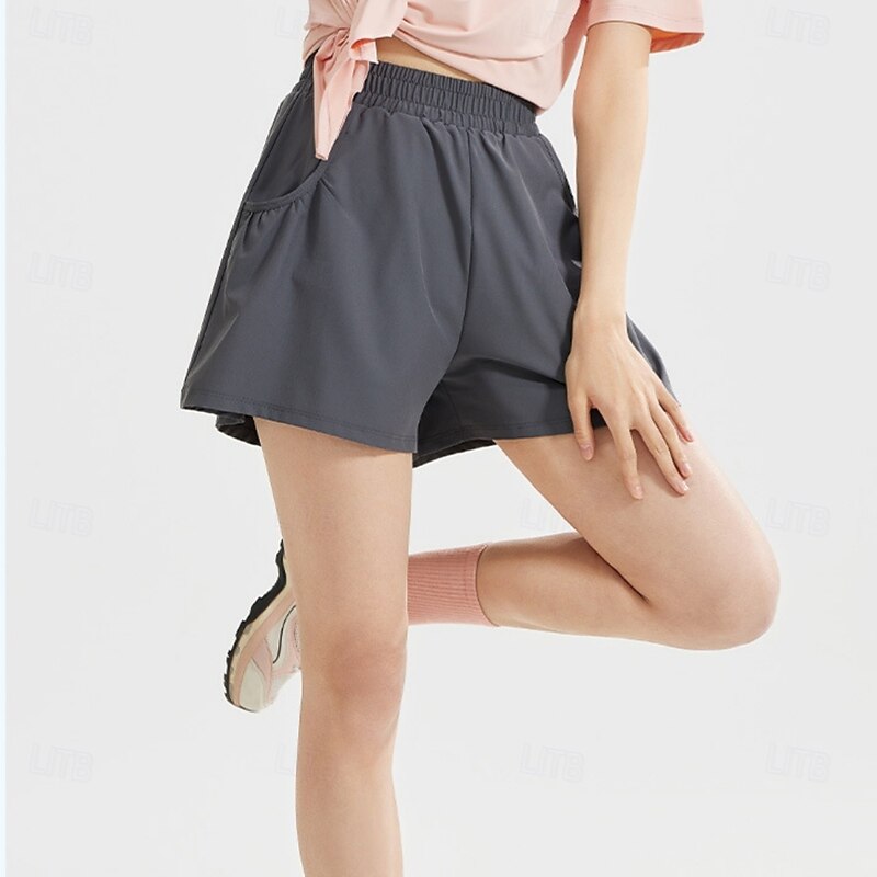 Women's Solid Colored Running Shorts Tennis Shorts 1 PC Short Pant Sporty Wide Waistband Reduces Chafing Stretchy Fitness Professional Tennis Running Fitness Shorts Black Purple Khaki Spandex Tennis3